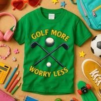 Golf More Worry Less Kids T-Shirt thumb 3
