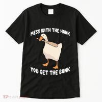 Goose Mess With The Honk You Get The Bonk Tall T-Shirt thumb 0