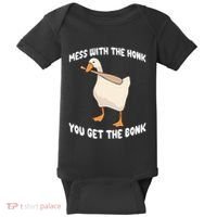 Goose Mess With The Honk You Get The Bonk Baby Bodysuit thumb 0