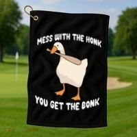 Goose Mess With The Honk You Get The Bonk Golf Towel thumb 1