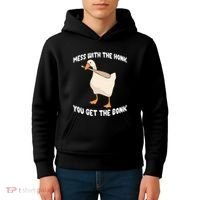 Goose Mess With The Honk You Get The Bonk Kids Hoodie thumb 4