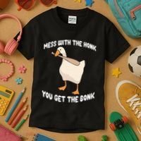 Goose Mess With The Honk You Get The Bonk Kids T-Shirt thumb 3