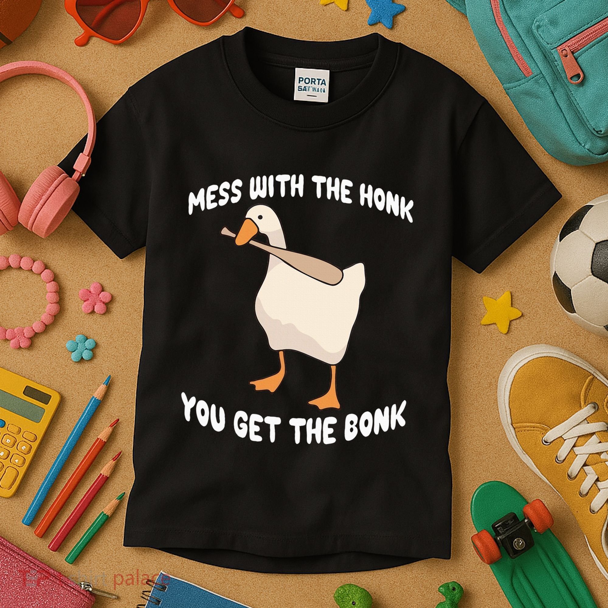 Goose Mess With The Honk You Get The Bonk Kids T-Shirt