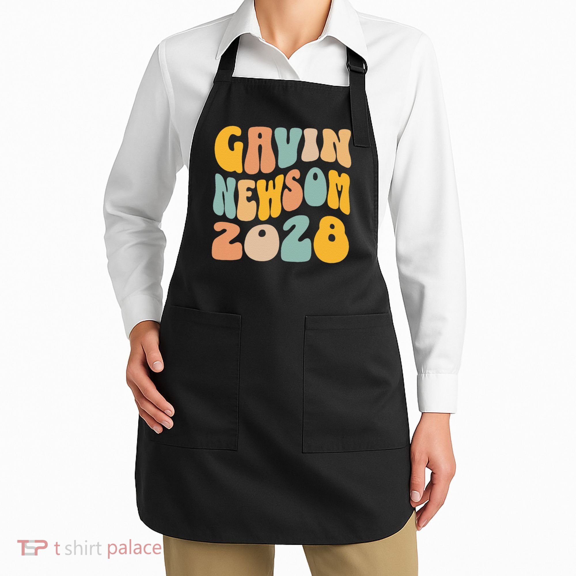 Gavin Newsom 2028 For President Resist Wavy Groovy Election Apron
