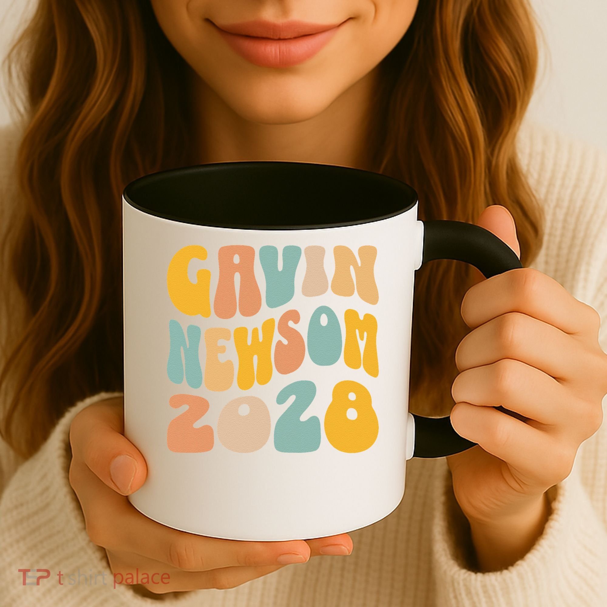 Gavin Newsom 2028 For President Resist Wavy Groovy Election Coffee Mug