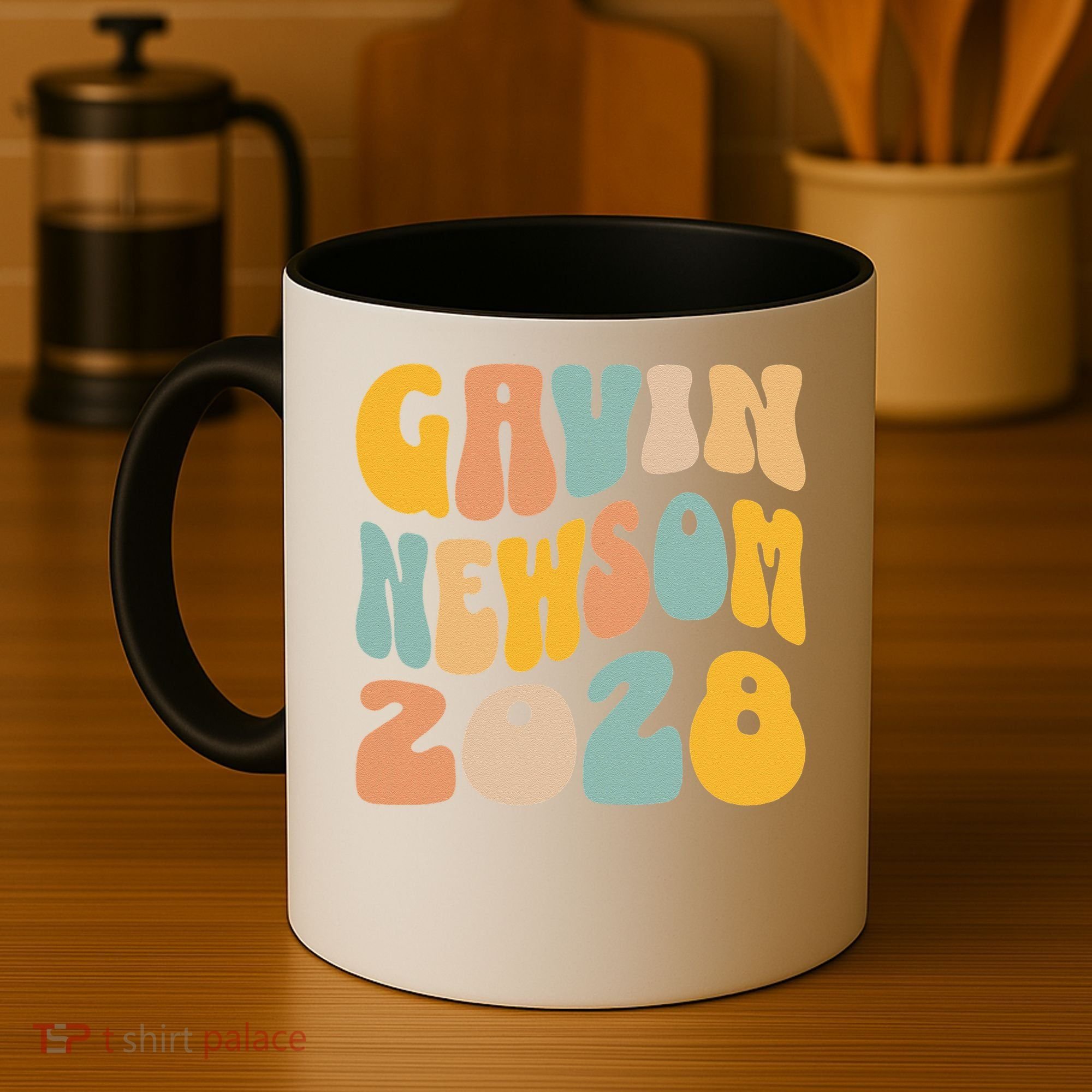 Gavin Newsom 2028 For President Resist Wavy Groovy Election Coffee Mug