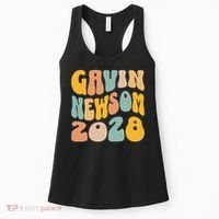 Gavin Newsom 2028 For President Resist Wavy Groovy Election Women's Tank Top thumb 0