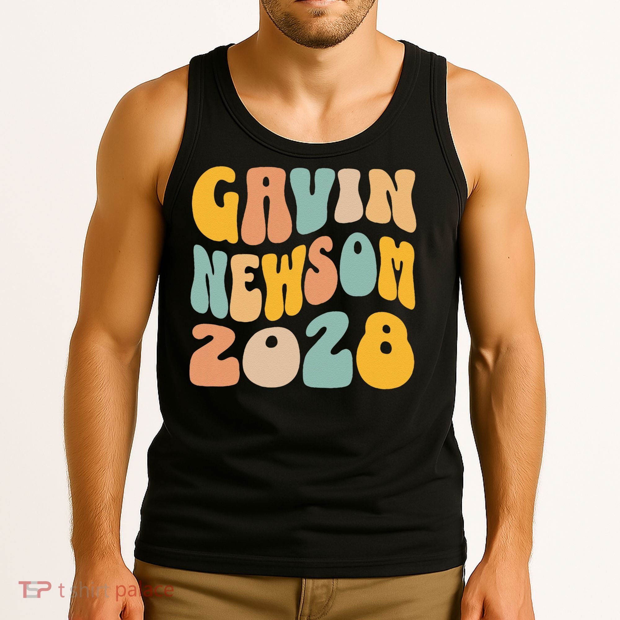 Gavin Newsom 2028 For President Resist Wavy Groovy Election Tank Top
