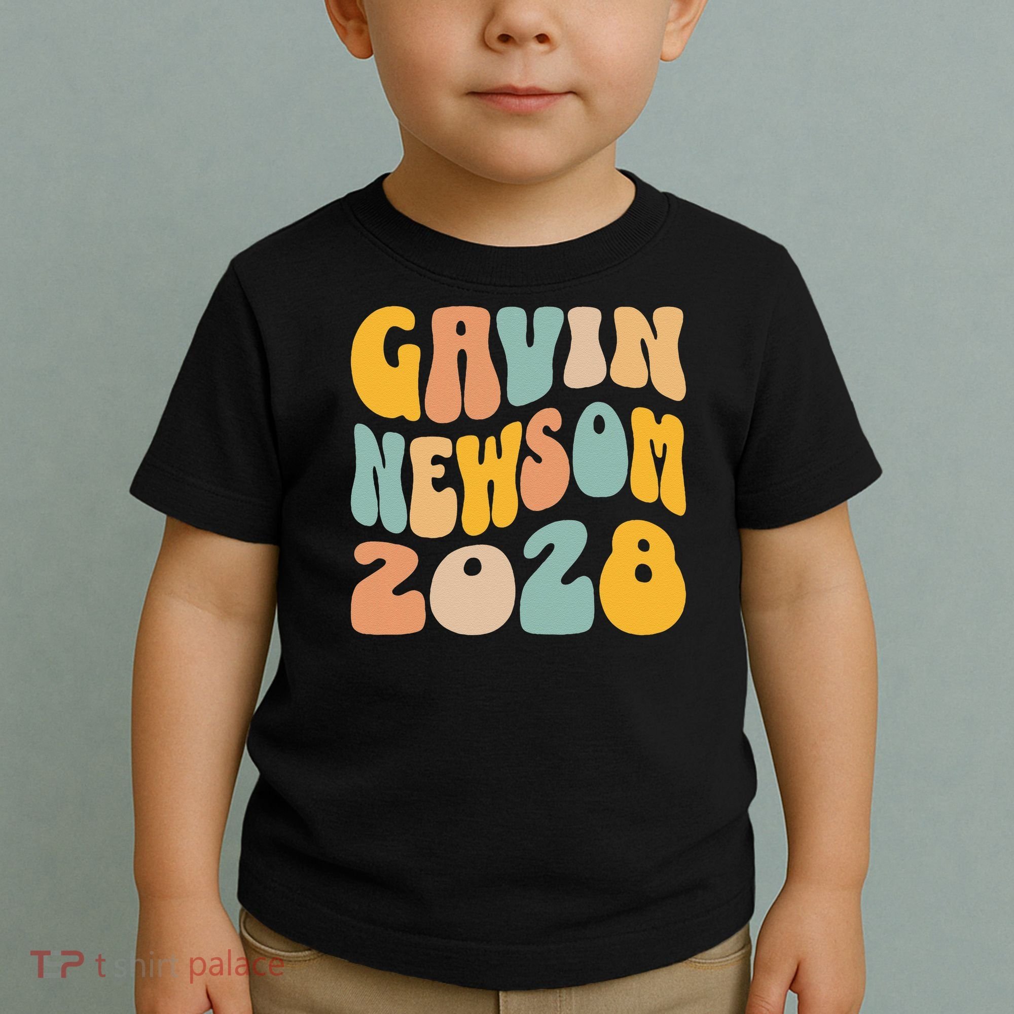 Gavin Newsom 2028 For President Resist Wavy Groovy Election Toddler T-Shirt