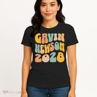 Gavin Newsom 2028 For President Resist Wavy Groovy Election Women's T-Shirt thumb 4