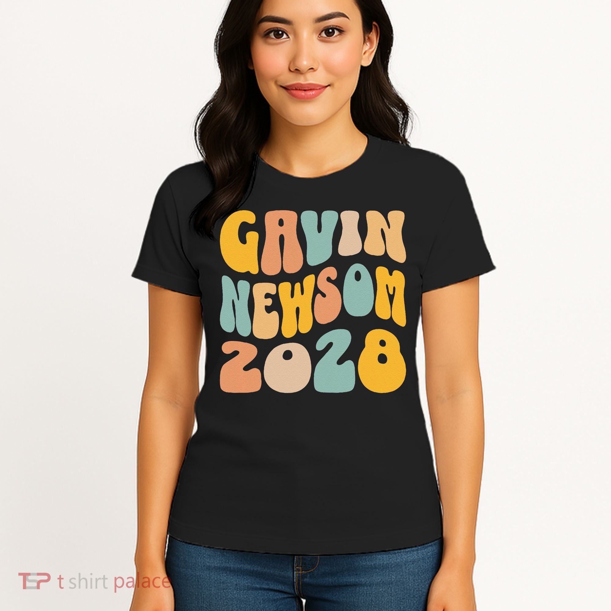 Gavin Newsom 2028 For President Resist Wavy Groovy Election Women's T-Shirt