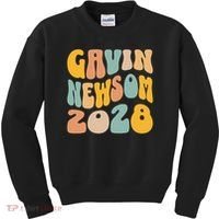 Gavin Newsom 2028 For President Resist Wavy Groovy Election Kids Sweatshirt thumb 0