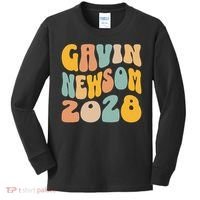 Gavin Newsom 2028 For President Resist Wavy Groovy Election Kids Long Sleeve Shirt thumb 0