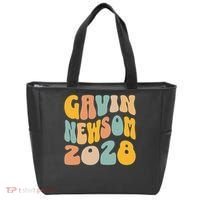 Gavin Newsom 2028 For President Resist Wavy Groovy Election Tote Bag thumb 0