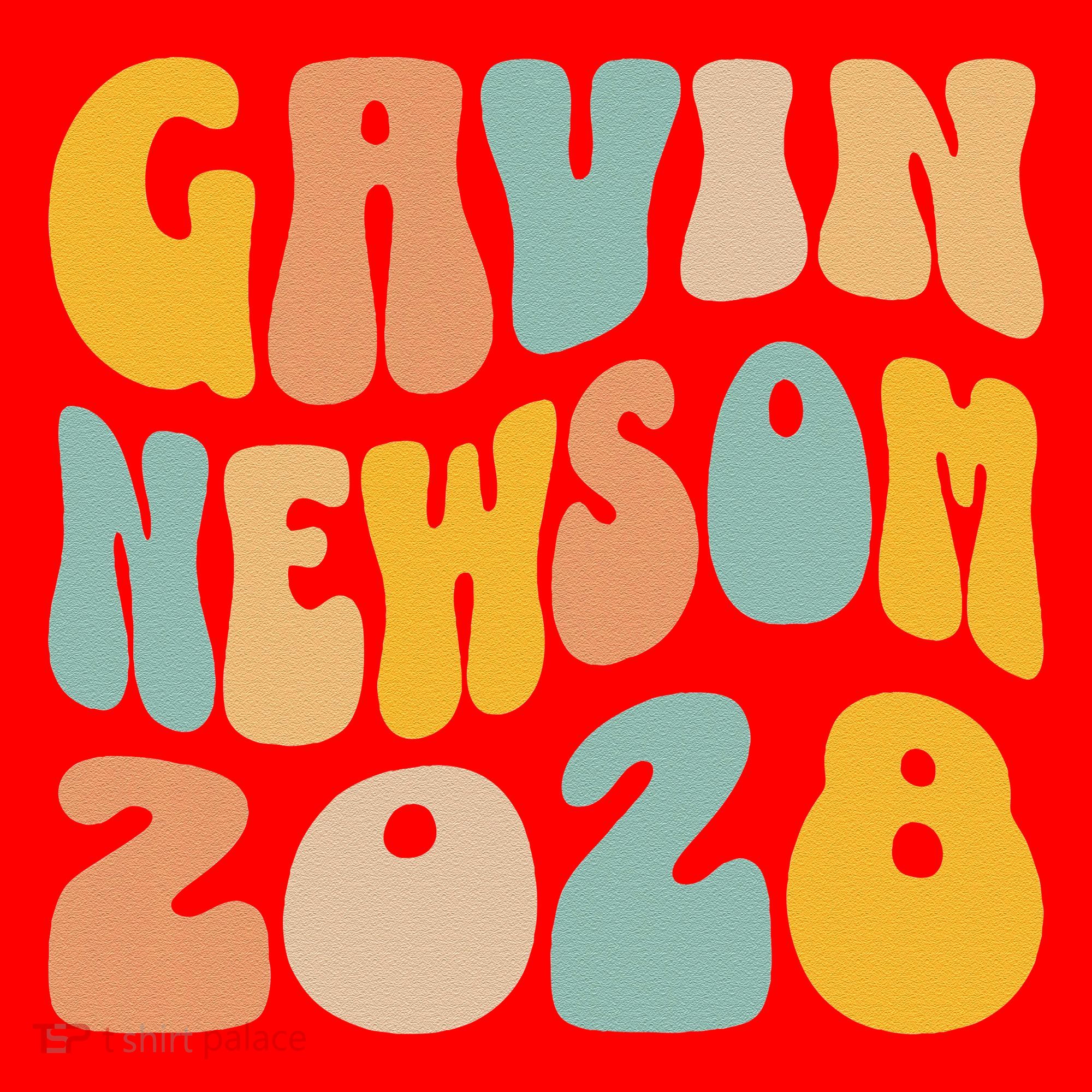 Gavin Newsom 2028 For President Resist Wavy Groovy Election Santa Hat