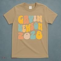 Gavin Newsom 2028 For President Resist Wavy Groovy Election T-Shirt thumb 5