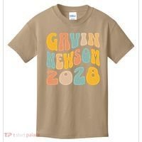 Gavin Newsom 2028 For President Resist Wavy Groovy Election Kids T-Shirt thumb 0
