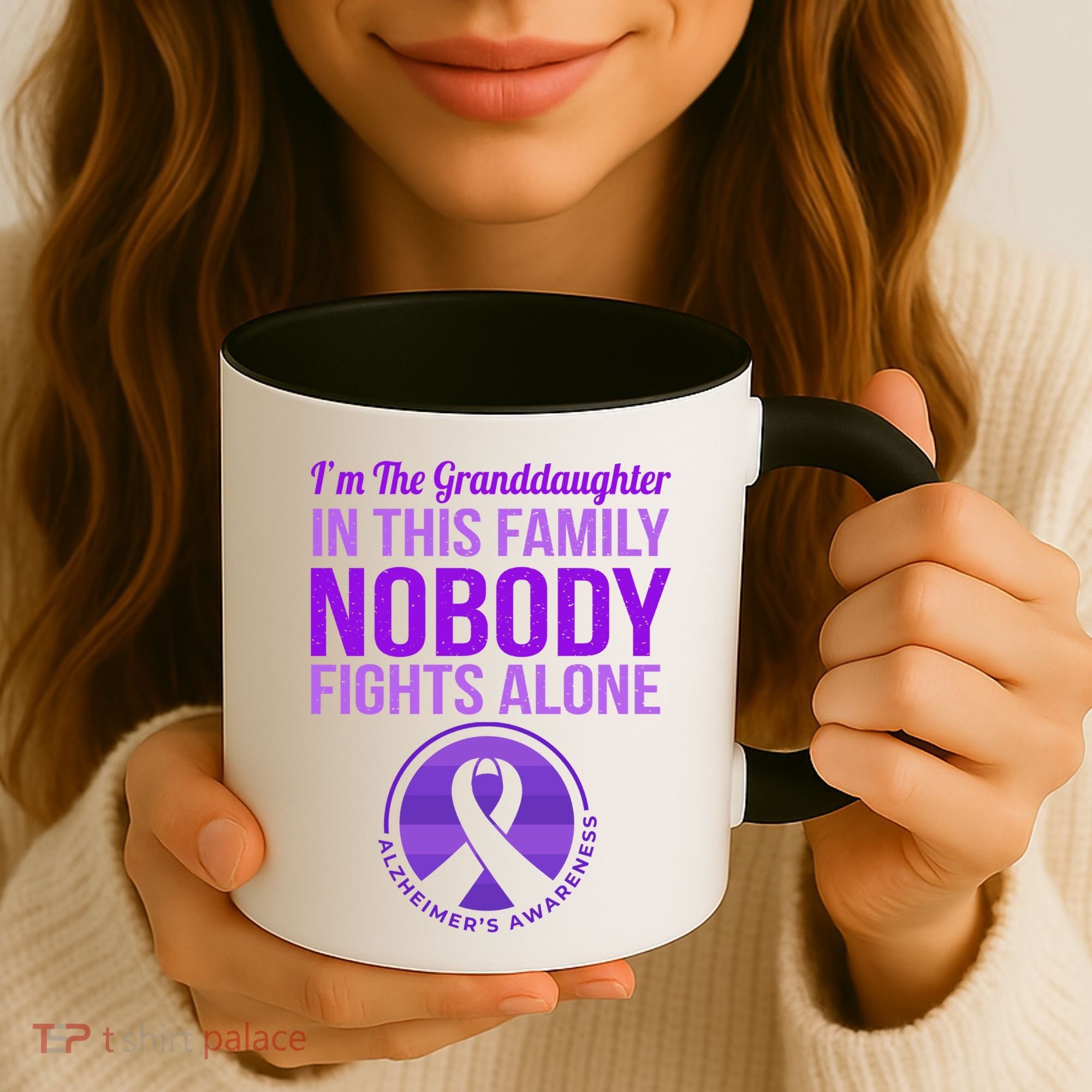 Granddaughter Nobody Fights Alone Alzheimers Awareness Gift Coffee Mug