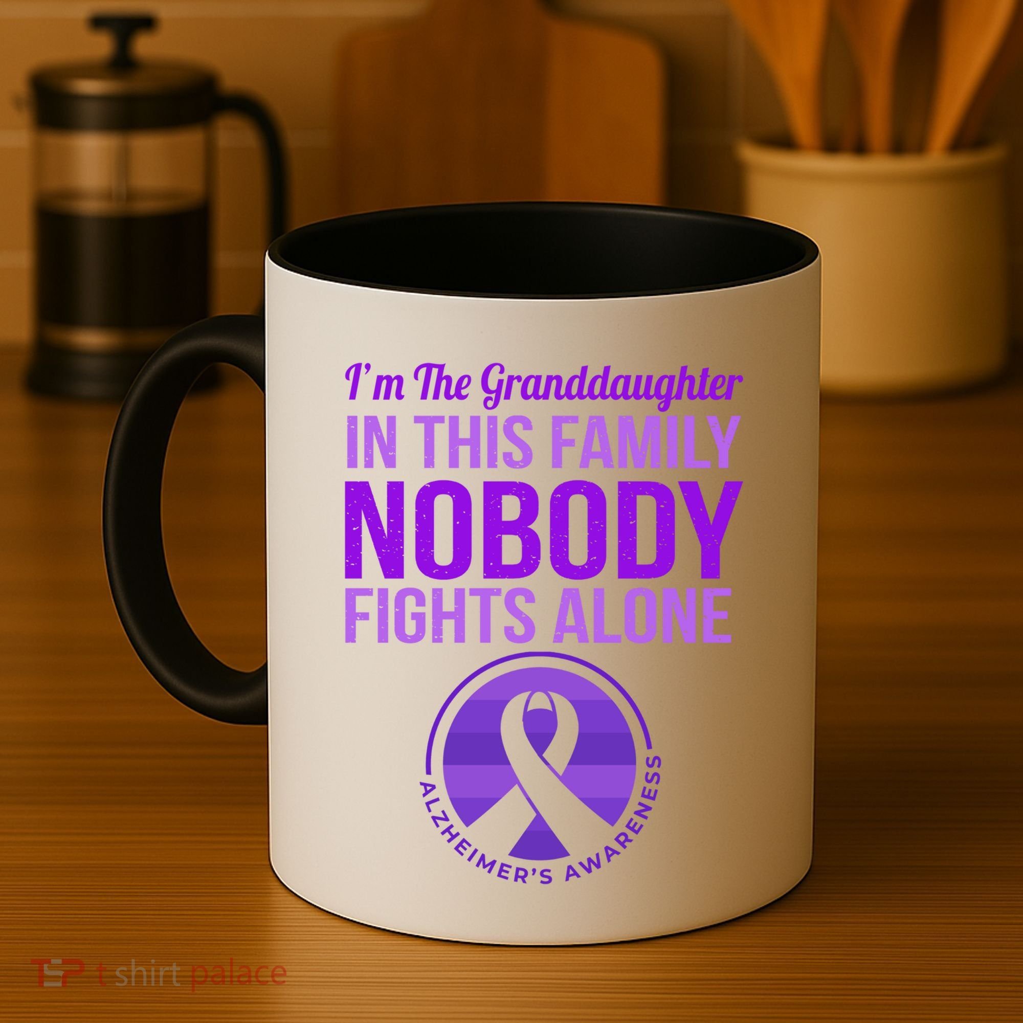 Granddaughter Nobody Fights Alone Alzheimers Awareness Gift Coffee Mug