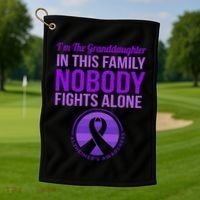 Granddaughter Nobody Fights Alone Alzheimers Awareness Gift Golf Towel thumb 1