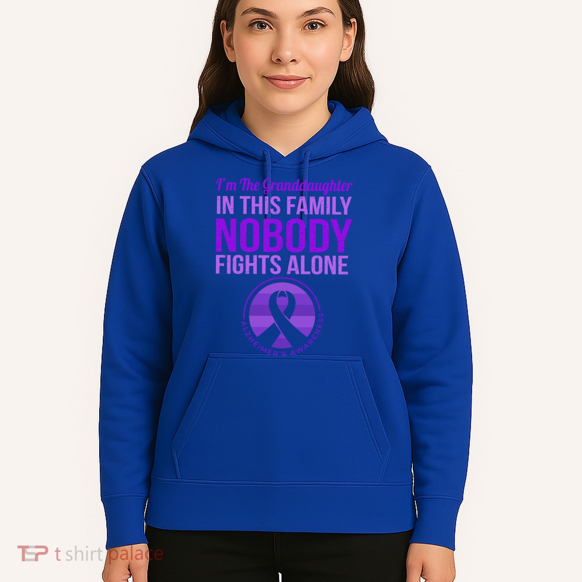 Granddaughter Nobody Fights Alone Alzheimers Awareness Gift Hoodie