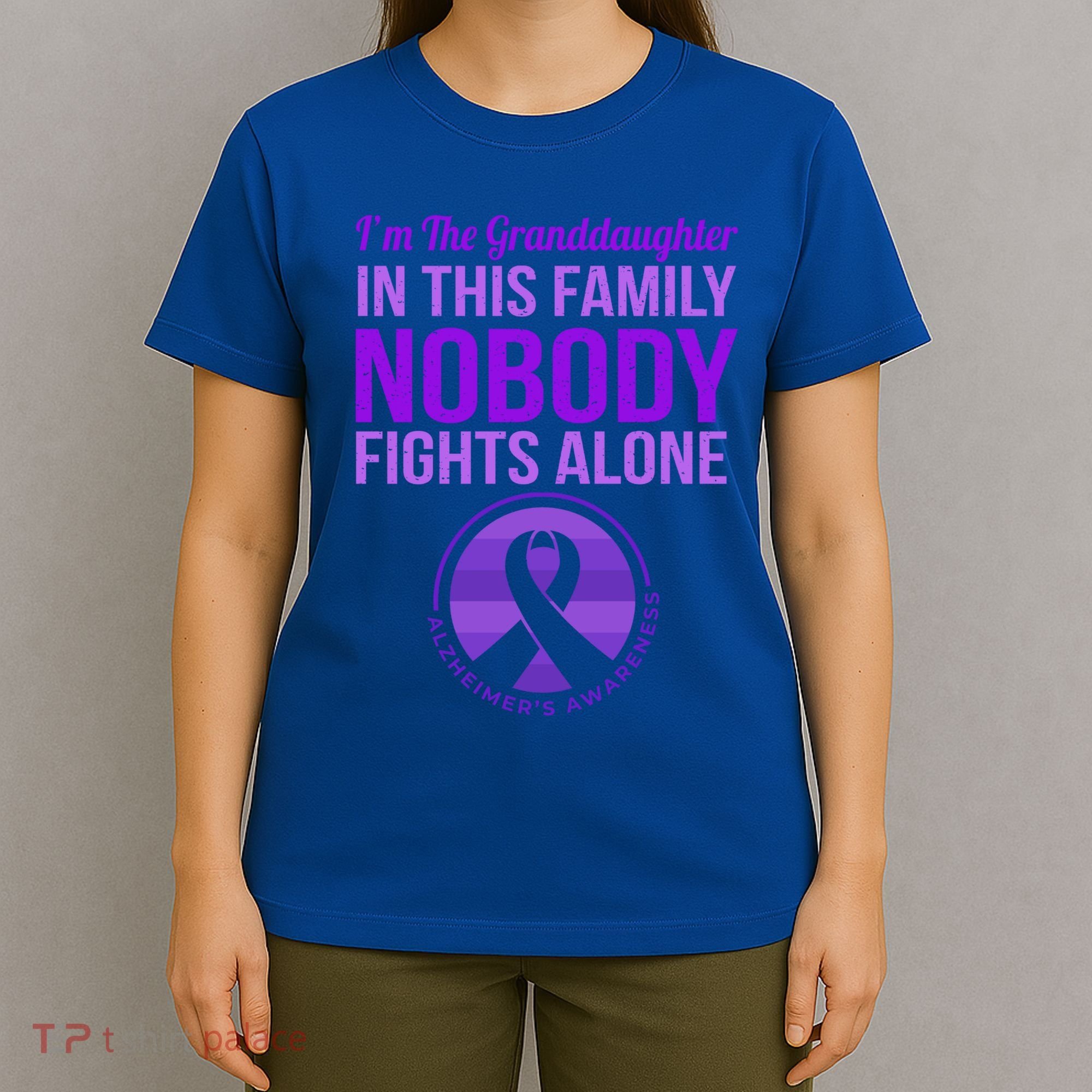 Granddaughter Nobody Fights Alone Alzheimers Awareness Gift T-Shirt