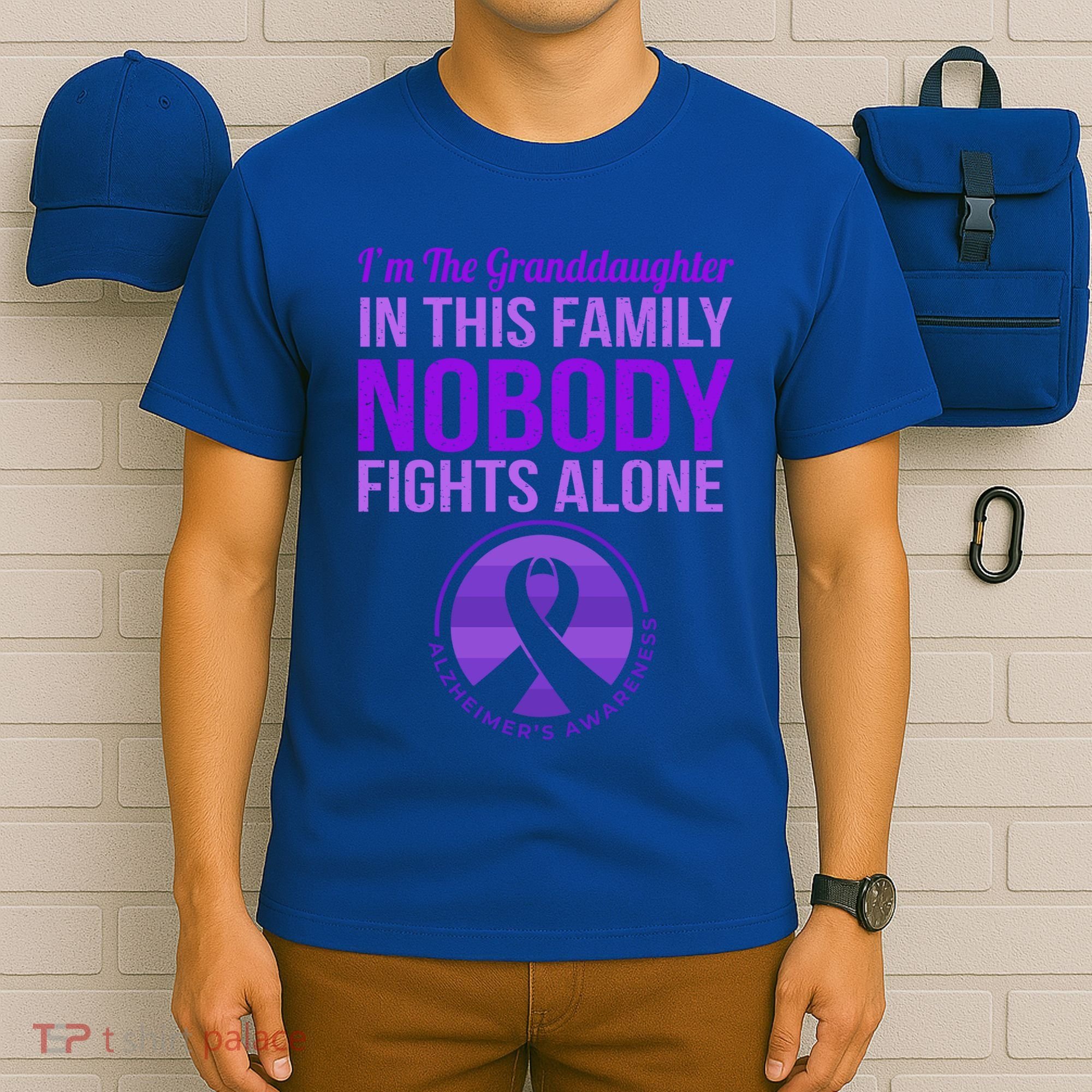 Granddaughter Nobody Fights Alone Alzheimers Awareness Gift T-Shirt