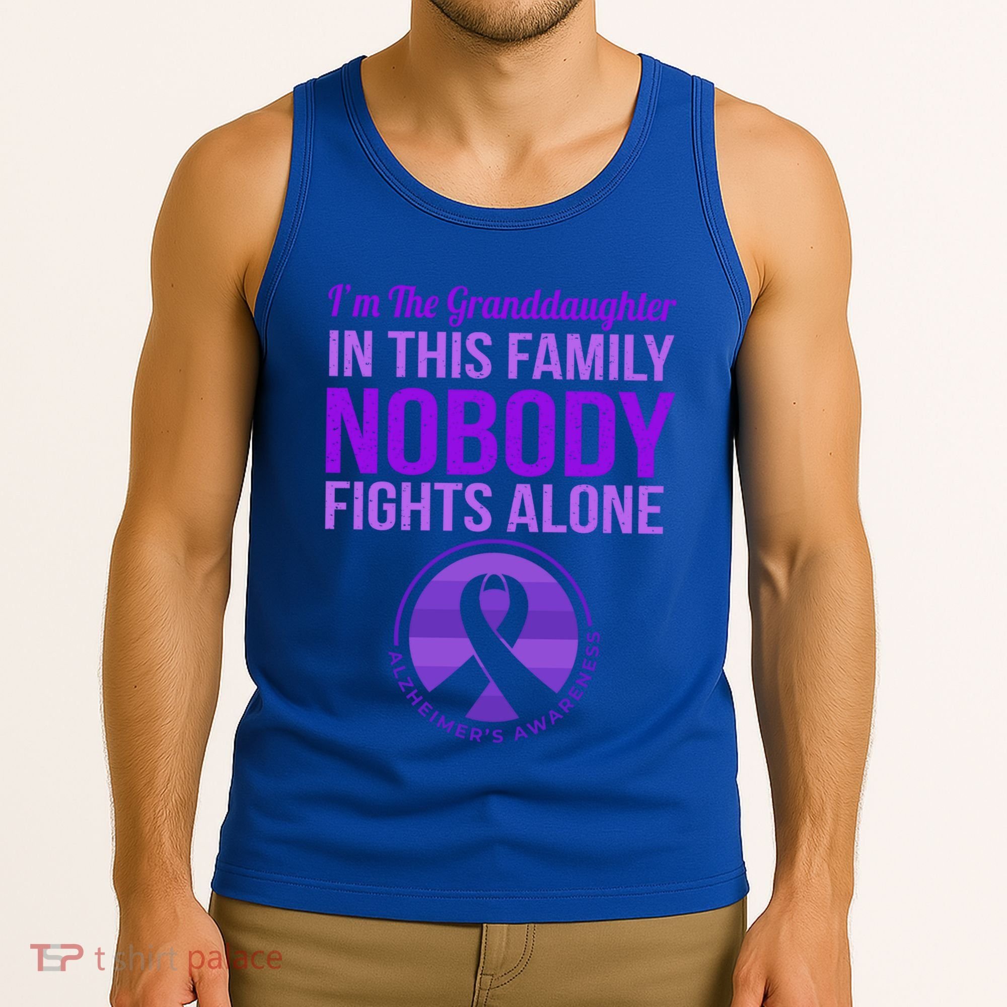 Granddaughter Nobody Fights Alone Alzheimers Awareness Gift Tank Top