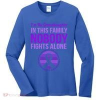 Granddaughter Nobody Fights Alone Alzheimers Awareness Gift Women's Long Sleeve Shirt thumb 0