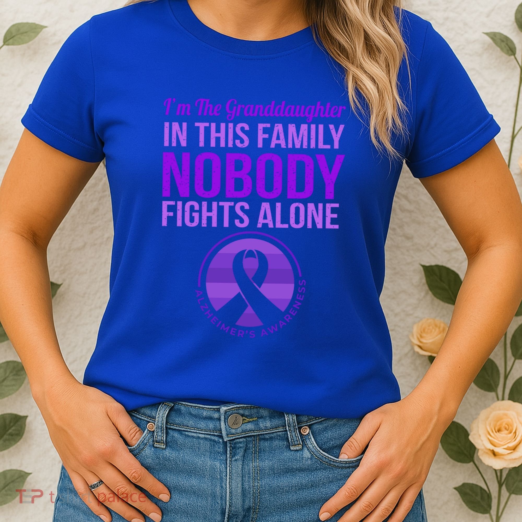 Granddaughter Nobody Fights Alone Alzheimers Awareness Gift Women's T-Shirt