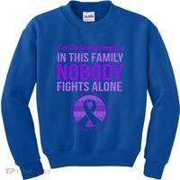 Granddaughter Nobody Fights Alone Alzheimers Awareness Gift Kids Sweatshirt thumb 0