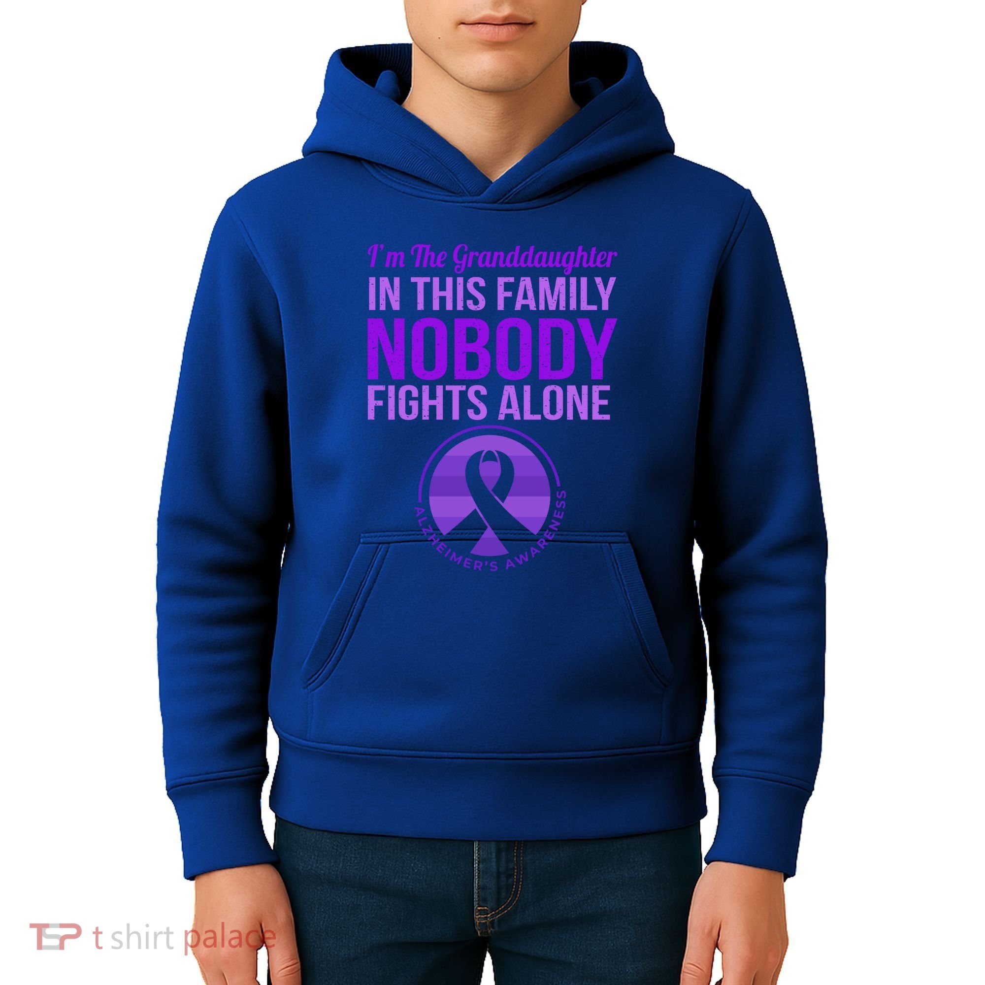 Granddaughter Nobody Fights Alone Alzheimers Awareness Gift Kids Hoodie