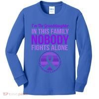 Granddaughter Nobody Fights Alone Alzheimers Awareness Gift Kids Long Sleeve Shirt thumb 0
