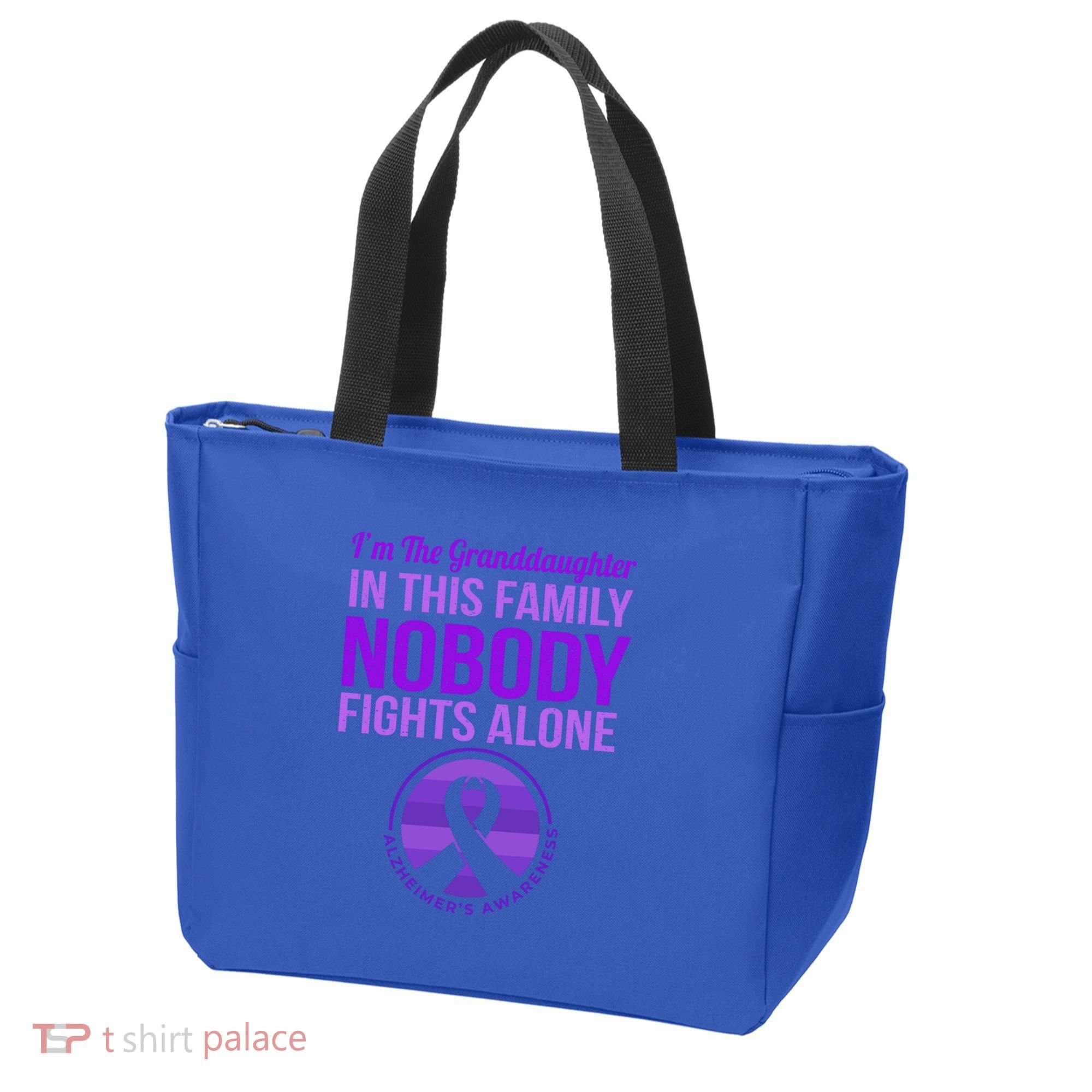 Granddaughter Nobody Fights Alone Alzheimers Awareness Gift Tote Bag