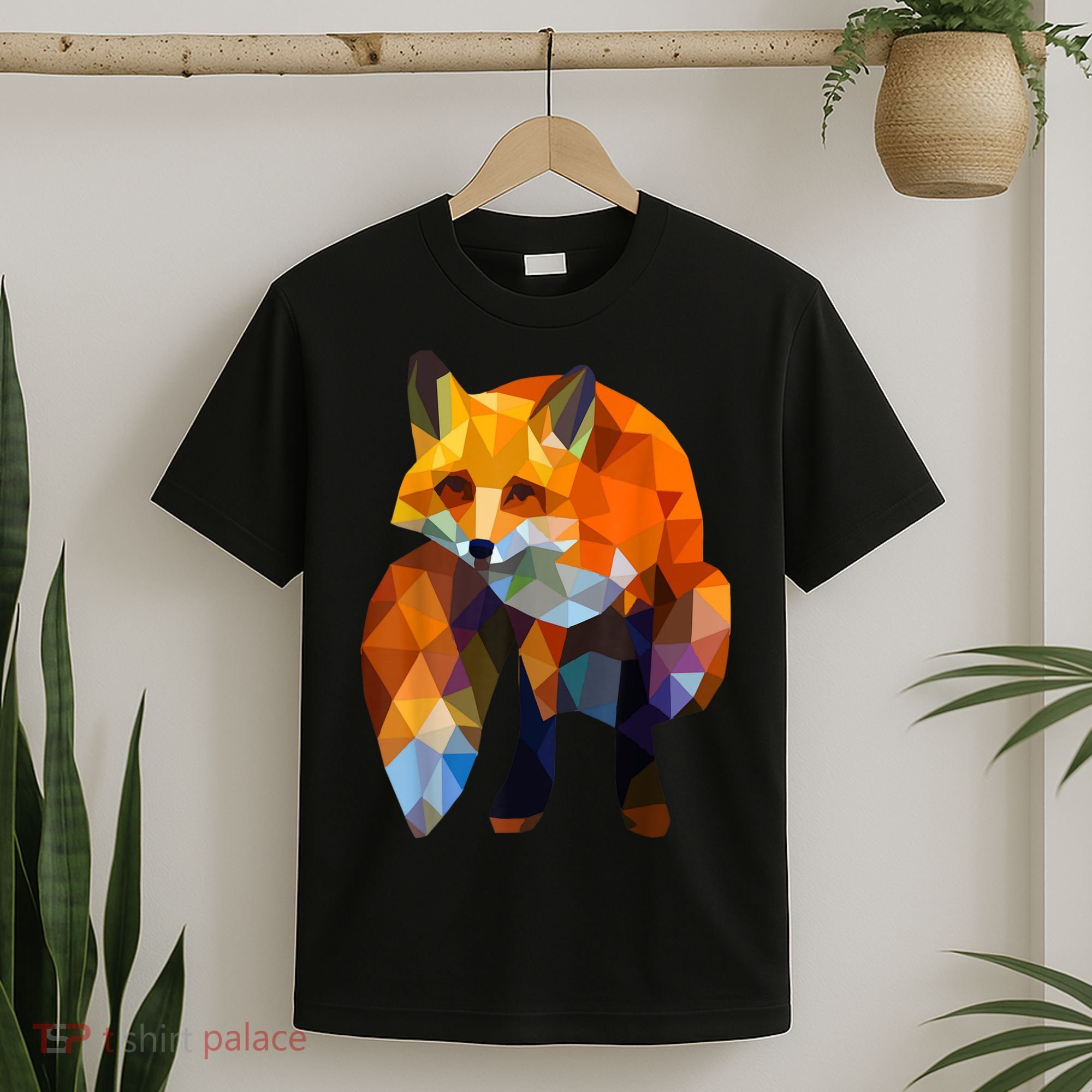 Geometric Nature Fox Cool Cute Graphic Art T-Shirt