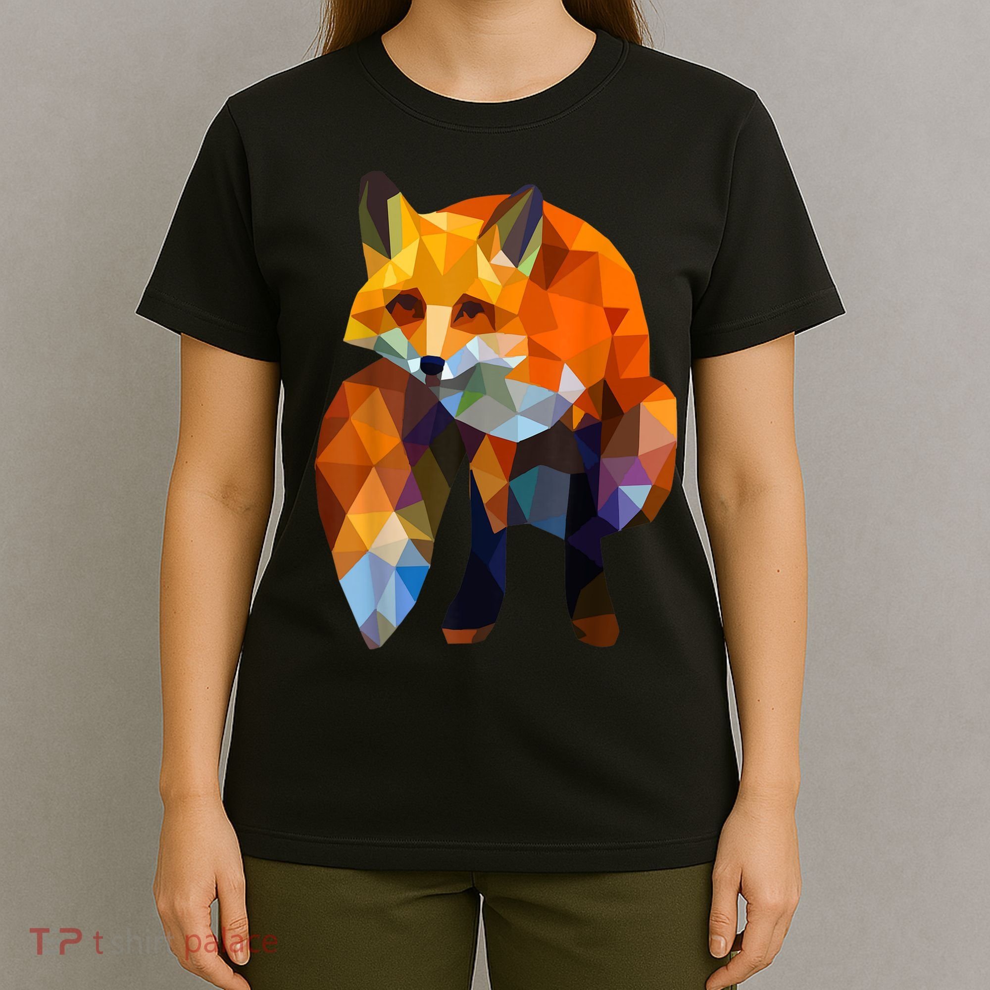 Geometric Nature Fox Cool Cute Graphic Art T-Shirt