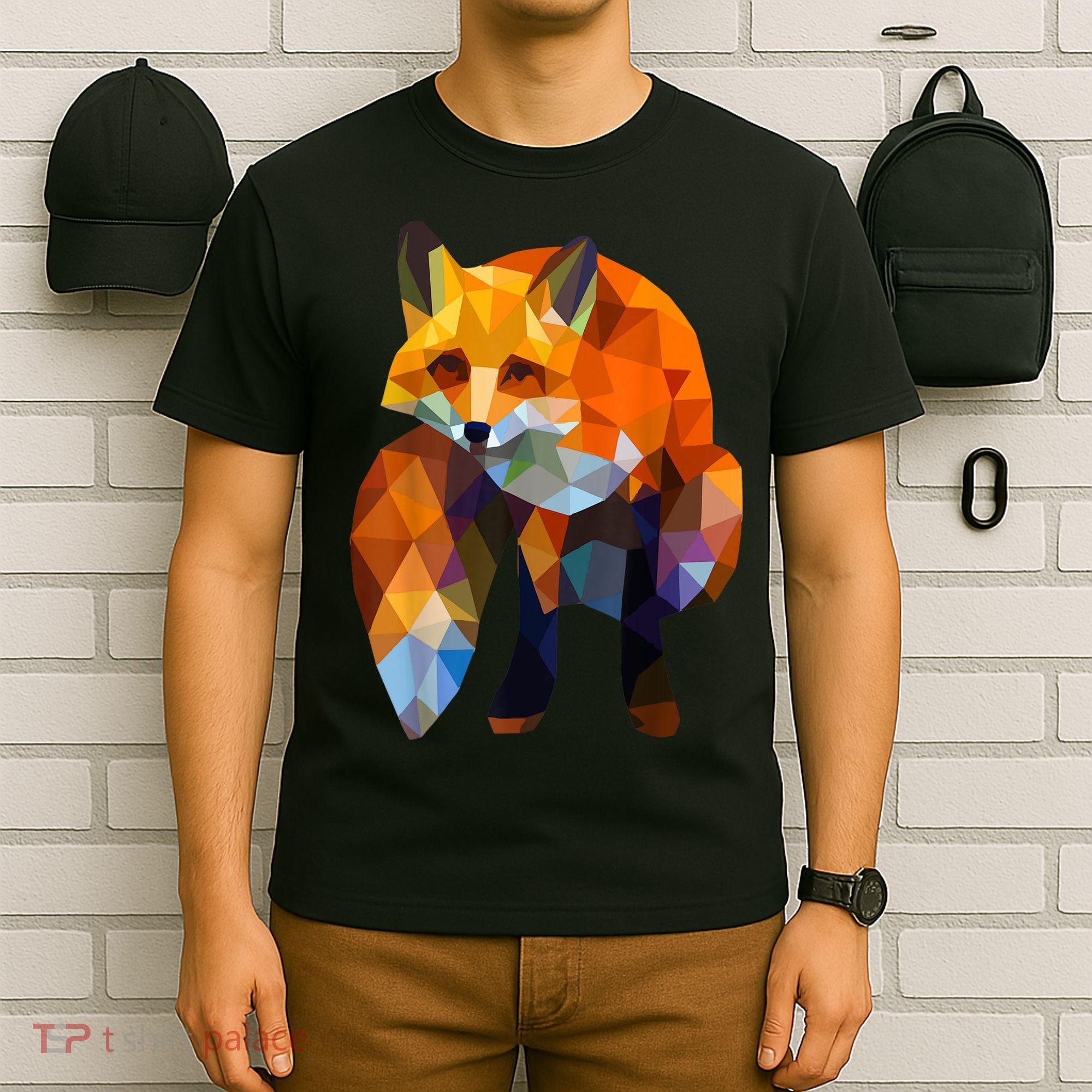 Geometric Nature Fox Cool Cute Graphic Art T-Shirt