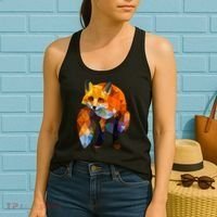 Geometric Nature Fox Cool Cute Graphic Art Women's Tank Top thumb 2