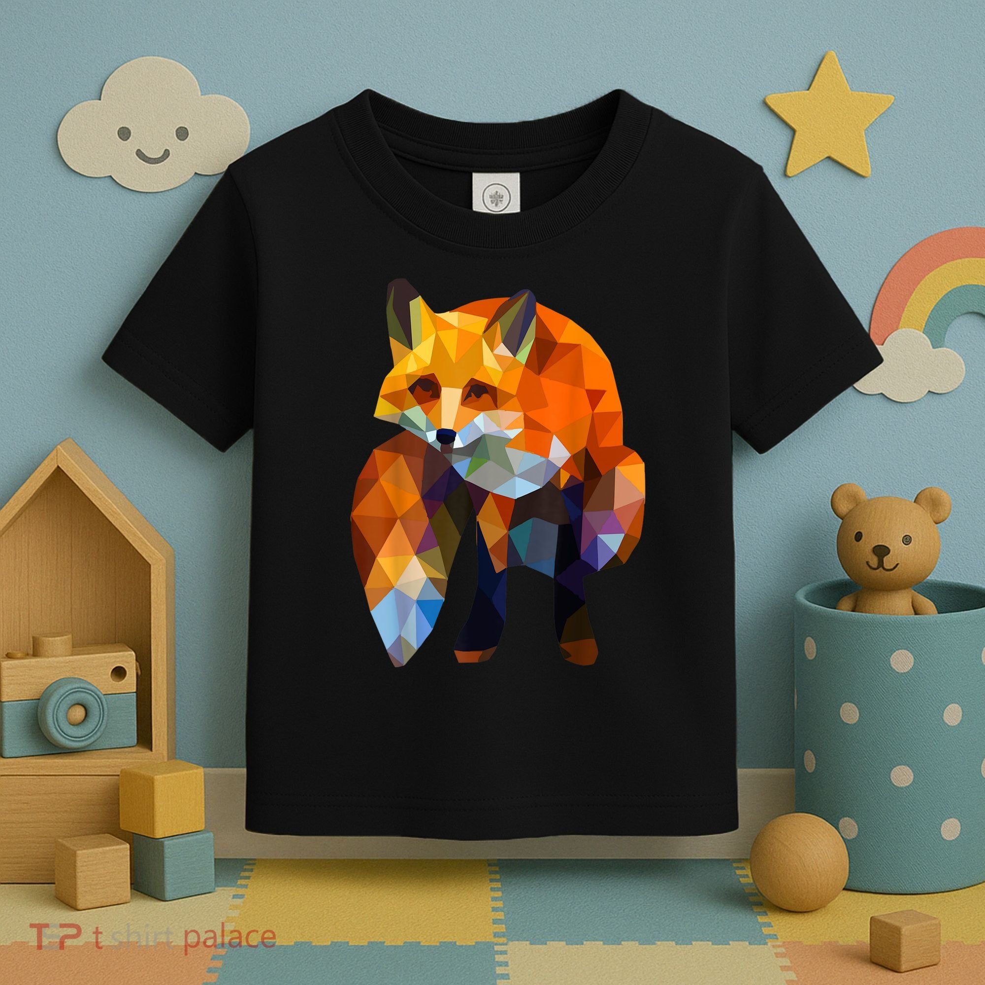 Geometric Nature Fox Cool Cute Graphic Art Toddler T-Shirt