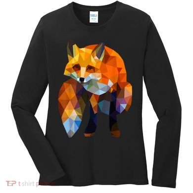 Geometric Nature Fox Cool Cute Graphic Art Women's Long Sleeve Shirt