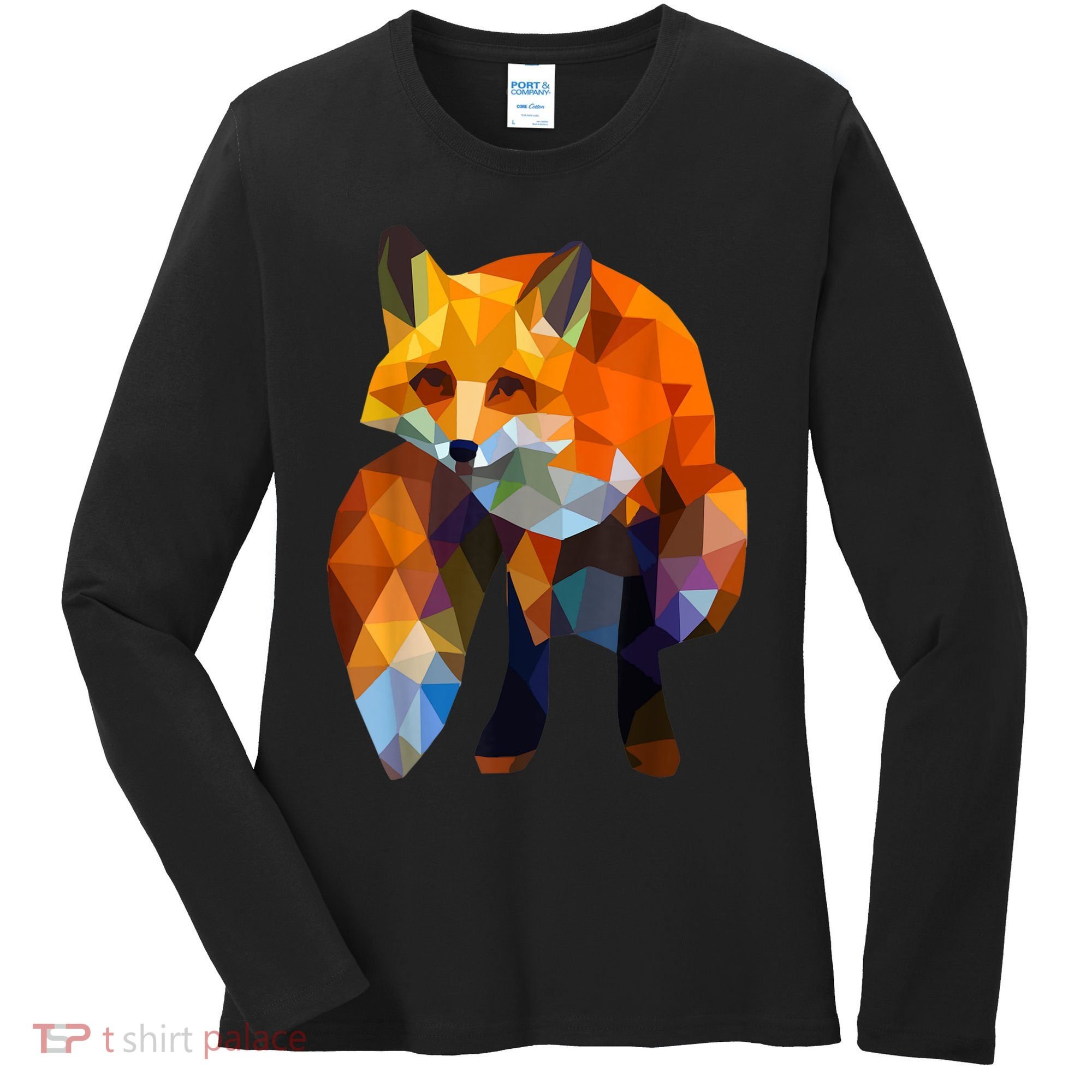 Geometric Nature Fox Cool Cute Graphic Art Women's Long Sleeve Shirt