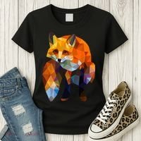 Geometric Nature Fox Cool Cute Graphic Art Women's T-Shirt thumb 3