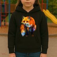 Geometric Nature Fox Cool Cute Graphic Art Kids Hoodie thumb 3