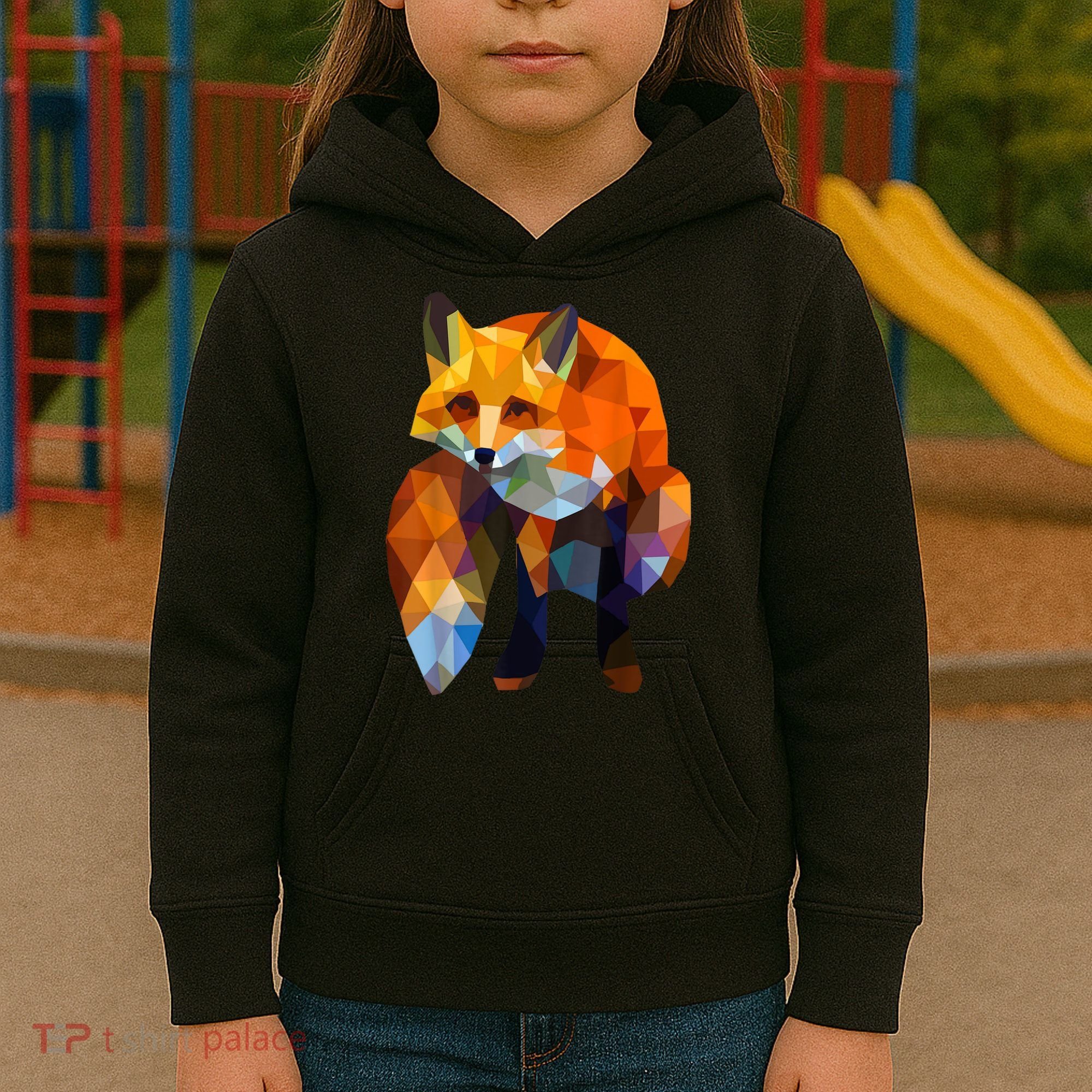Geometric Nature Fox Cool Cute Graphic Art Kids Hoodie