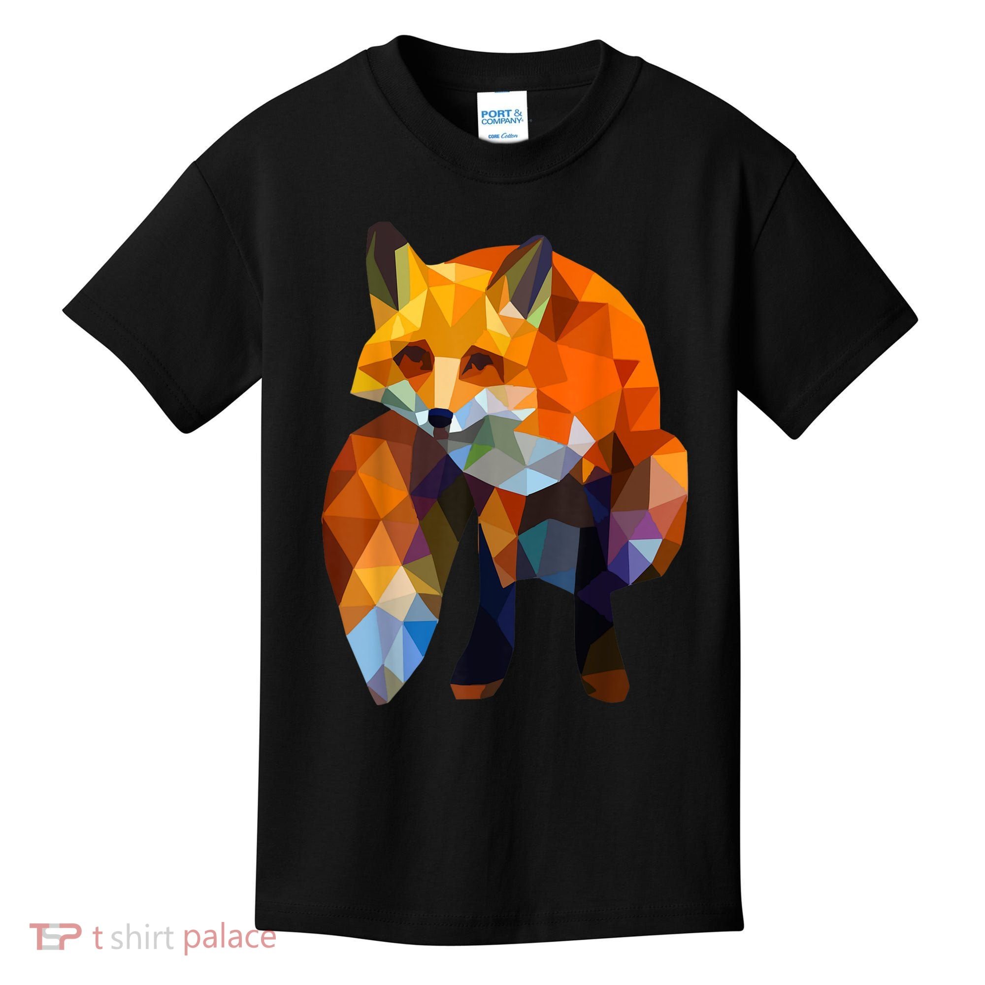 Geometric Nature Fox Cool Cute Graphic Art Kids T-Shirt