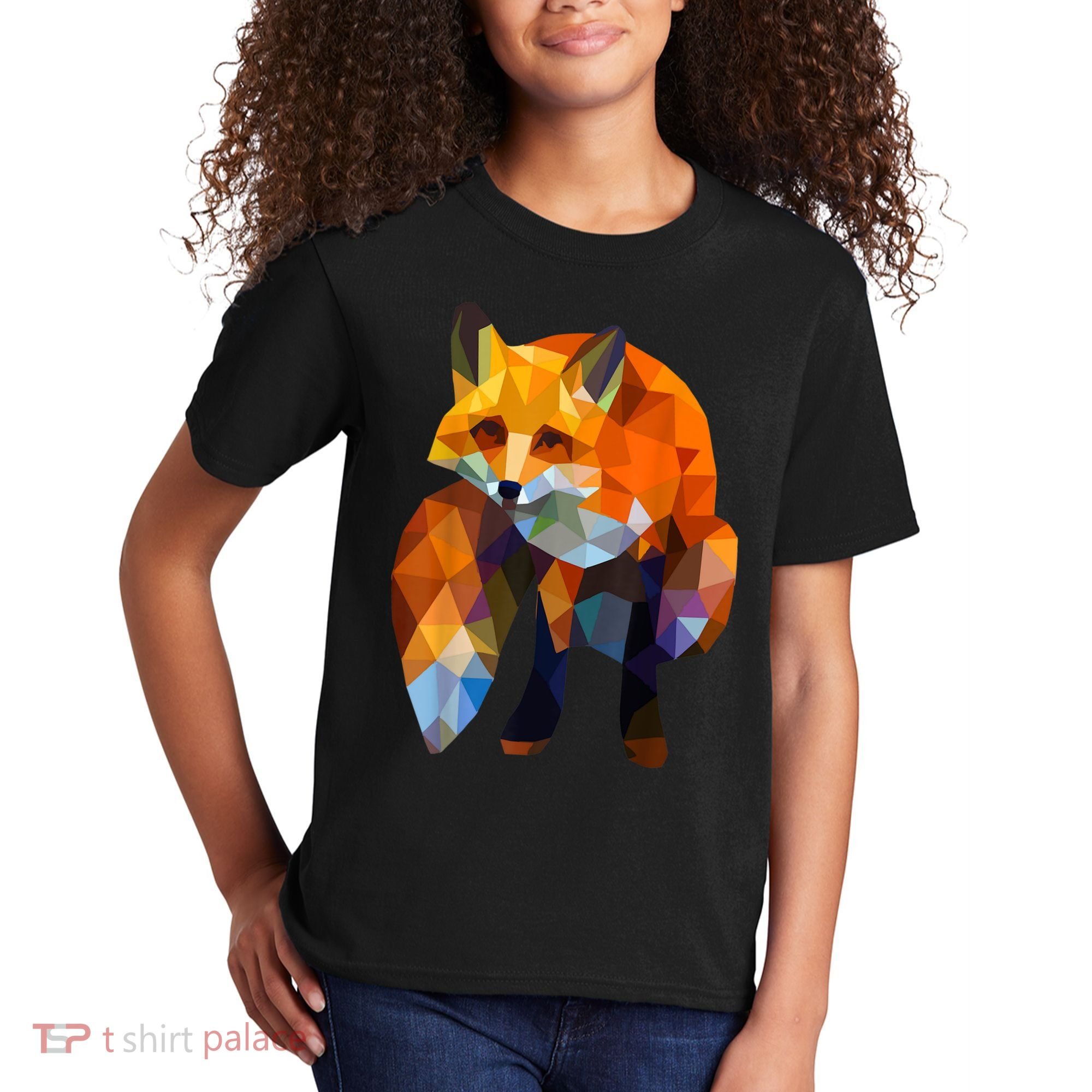 Geometric Nature Fox Cool Cute Graphic Art Kids T-Shirt