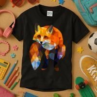 Geometric Nature Fox Cool Cute Graphic Art Kids T-Shirt thumb 3