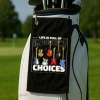 Guitar Nut Funny Life Is Full Of Important Choices Golf Towel thumb 2