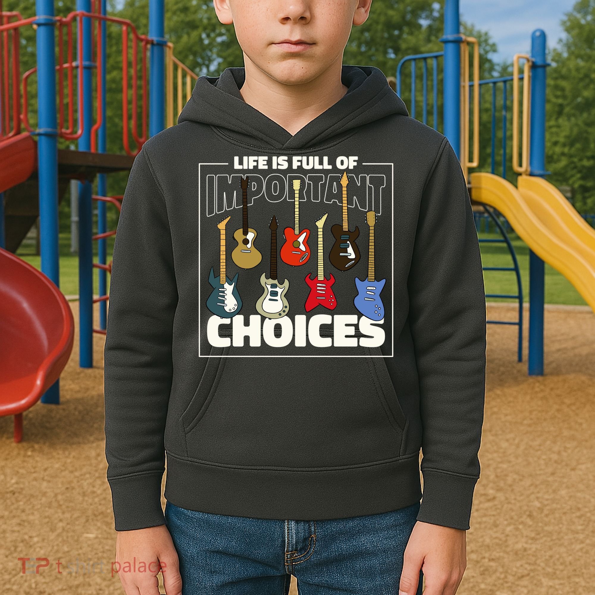 Guitar Nut Funny Life Is Full Of Important Choices Kids Hoodie