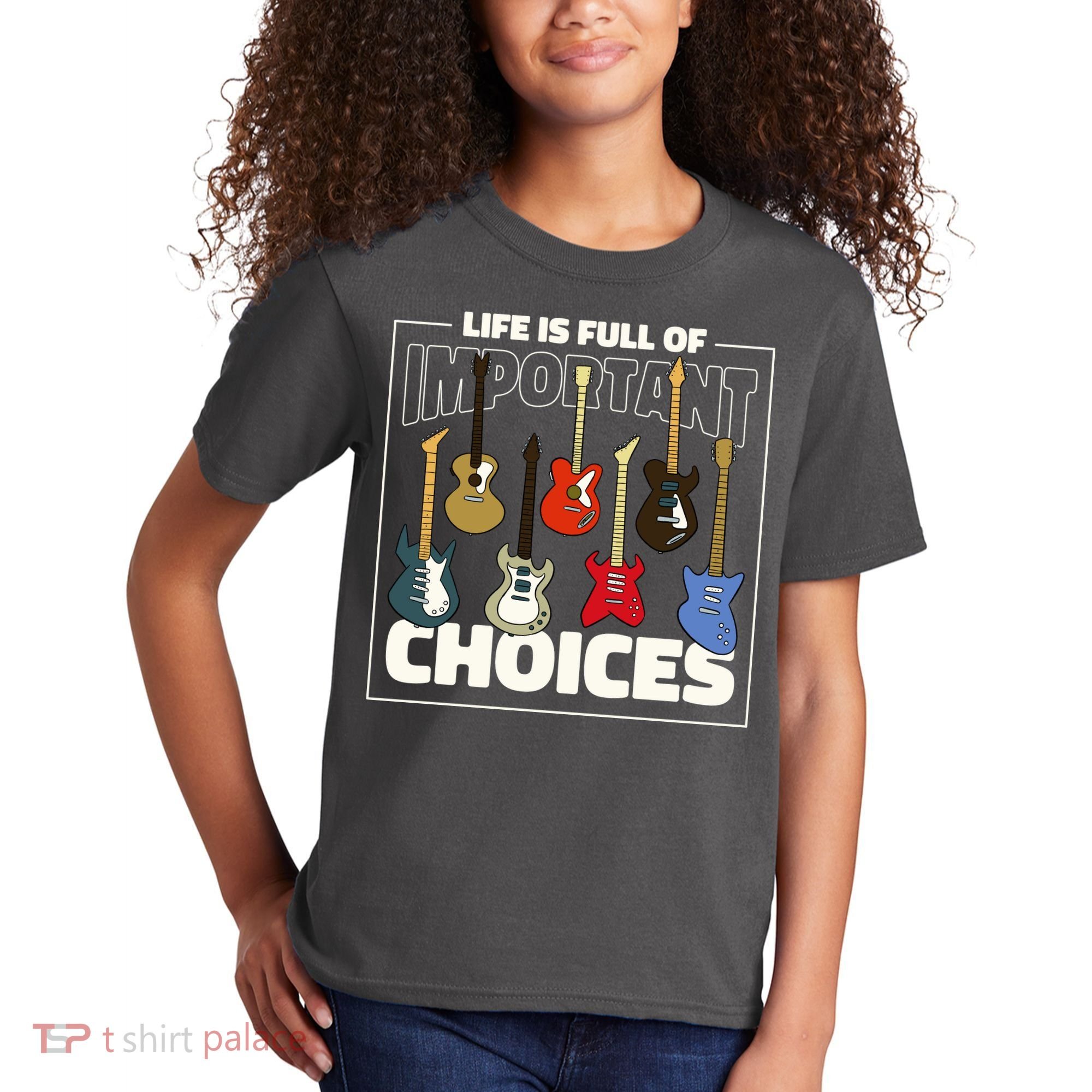 Guitar Nut Funny Life Is Full Of Important Choices Kids T-Shirt